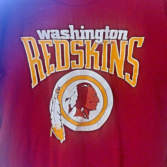 VTG 80s Logo 7 Washington Redskins T Shirt M Burgundy Made in USA Commanders NFL - Picture 2 of 4